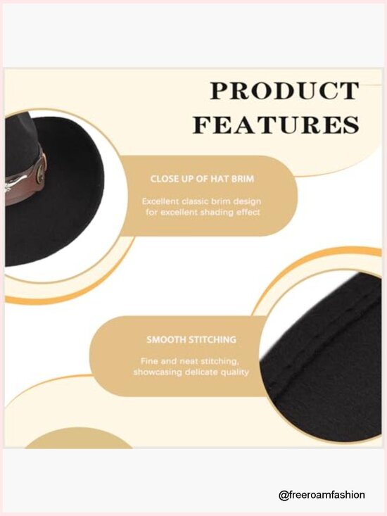 Shapeable Wide Brim Felt Cowboy Hat for Women Men Costume Party